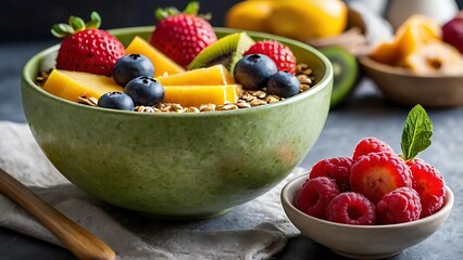 Bright and refreshing smoothie bowls filled with tropical fruits and vibrant colors, perfect for a healthy breakfast that’s as nourishing as it is beautiful.