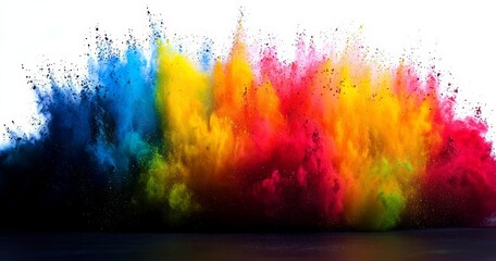 Fototapeta premium Launched colorful powder. , isolated on white background, , copy space for text,