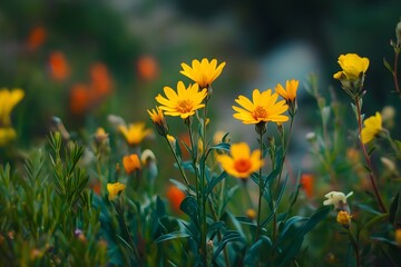 Obraz premium Vibrant Yellow Flowers in Bloom