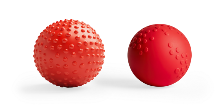 Red Textured Ball with Bumpy Surface on a Transparent Background
