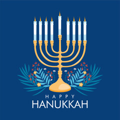 vector jewish hanukkah poster template