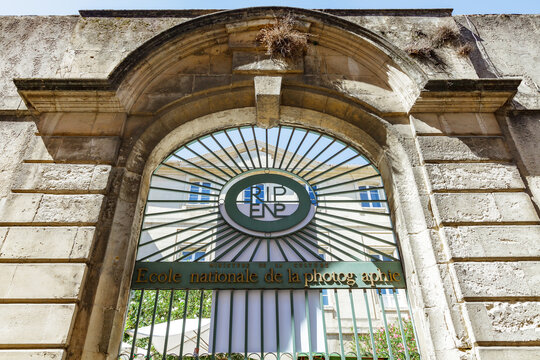 ARLES, FRANCE - JULY 7, 2012: entrance to "Ecole nationale superieure de la photographie", old building, one of the venues of "Rencontres D'Arles", international photography festival, Provence