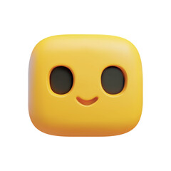 Cute 3D smiling yellow face icon, minimalist vector emoji illustration