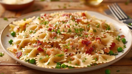 Farfalle with Pancetta and Peas, Pasta Dish, Pasta Meal, Italian Cuisine, Italian Dish