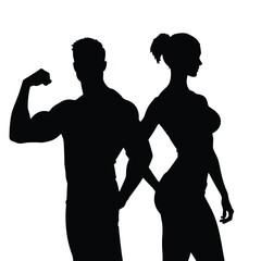 a black silhouette of a man and a woman standing side by side.