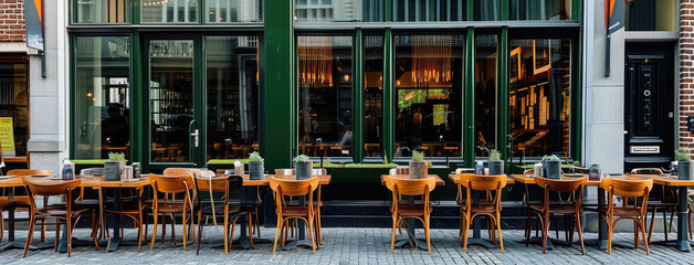 Quaint European Cafe on a Sunny Day