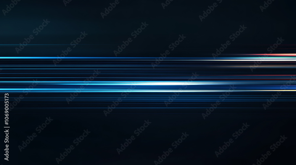 Poster Data speed lines on a dark background, representing the concept of optical cables and high internet speed, Lines of light symbolizing the flow of information