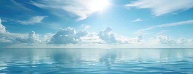 Tranquil Ocean Horizon with Sunny Blue Sky