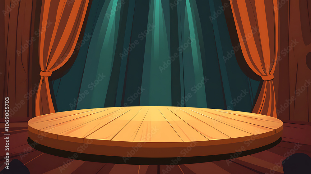 Poster empty stage, vector background