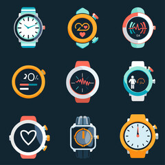 Fitness Tracking and Wearables Icons Wearable devices