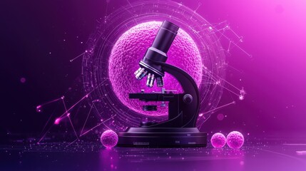 Microscope with pink abstract background