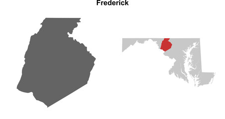 Frederick County (Maryland) blank outline map set