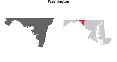 Fototapeta premium Washington County (Maryland) blank outline map set