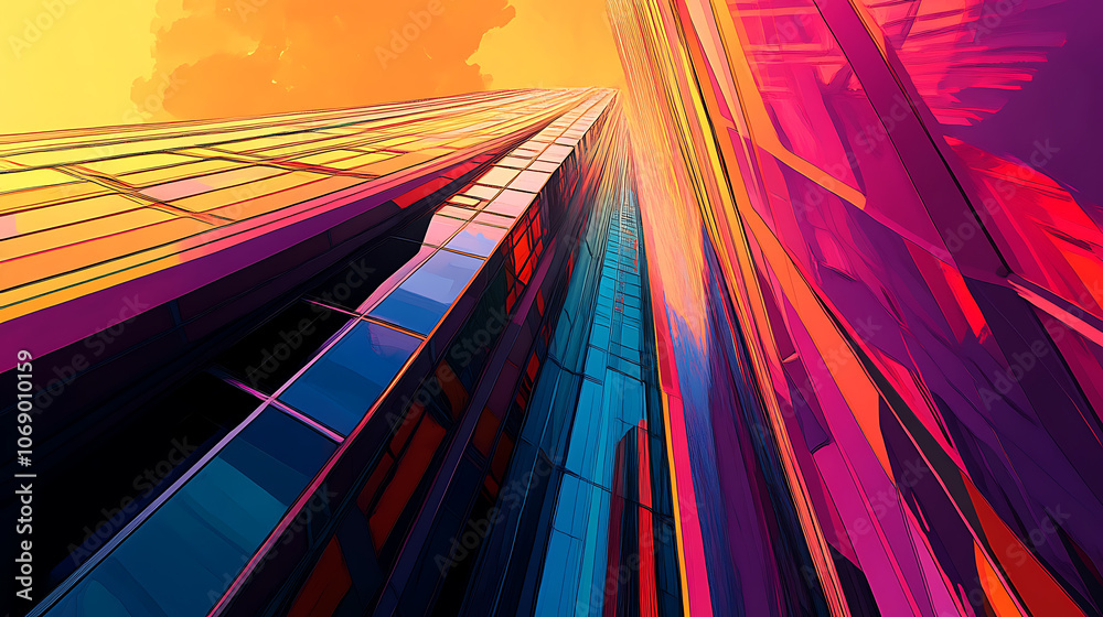 Aufkleber abstract view of a skyscraper