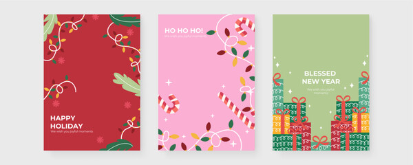 Festive Greeting Cards with Chrismast and Holiday Theme