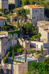 GORDES, PROVENCE, FRANCE - JULY 7, 2012: luxury holiday home with swimming pool, in one of the most...