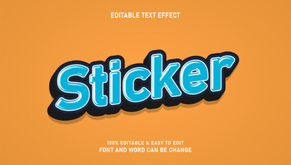 Sticker text effect with editable 3D vector slanted style