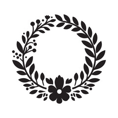 Minimalist Round Floral Frame Vector Illustration  © a.a.i.r