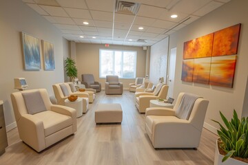 Fototapeta premium Modern Medical Infusion Lounge Waiting Area