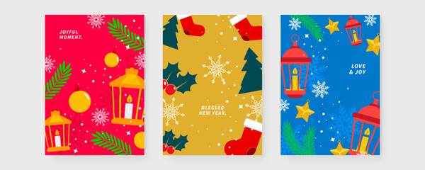 Festive Holiday Greeting Cards With Love And Joy Messages