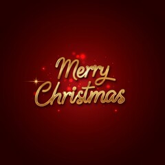 Glittery red text Merry Christmas and stars on white background
