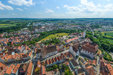 Luftbild der bayerischen Stadt Donauwörth in Nordschwaben