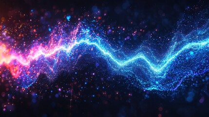 Colorful abstract wave of light and energy flowing through a dark background