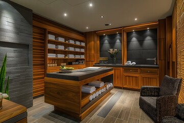 Modern Spa Relaxation Room with Amenities