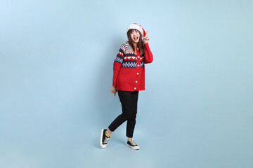 Woman wearing Santa hat