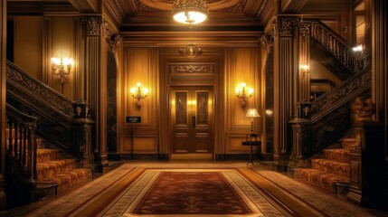 Obraz premium Discover the elegance of a vintage luxury elevator lobby with ornate designs