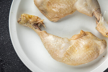 chicken leg boiled meat tasty food dish Fresh delicious gourmet food background on the table rustic food top view copy space top view keto and paleo diet