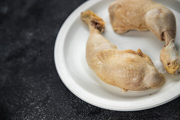 chicken leg boiled meat tasty food dish Fresh delicious gourmet food background on the table rustic food top view copy space top view keto and paleo diet