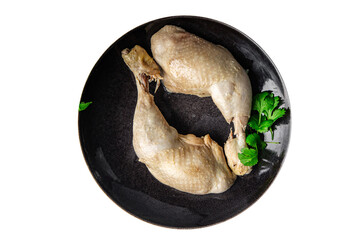 chicken leg boiled meat tasty food dish Fresh delicious gourmet food background on the table rustic...
