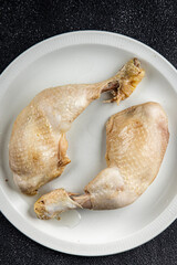 chicken leg boiled meat tasty food dish Fresh delicious gourmet food background on the table rustic...