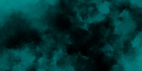 Obraz premium abstract cloud and vapor texture background. Black and teal smoke aquarelle smudge illustration smooth grungy smokey light pastel colors ink glow. Teal color powder explosion 