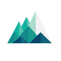 Mountain logo template. In modern style, line art style, full color. Low polygon mountain element design.