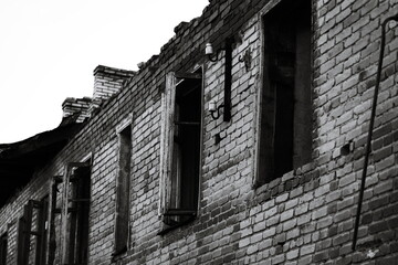 Old brick building architecture, perfect for urban or historic scenes.