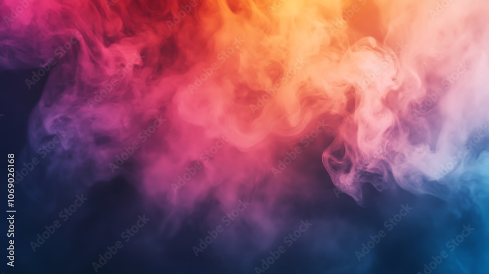 Wall mural bright and colorful smoke backdrop with realistic flowing effects image