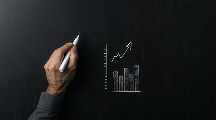 Business growth illustrated with handdrawn bar graph and upward arrow for financial success
