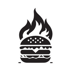 Burger And Fire Vector Illustration