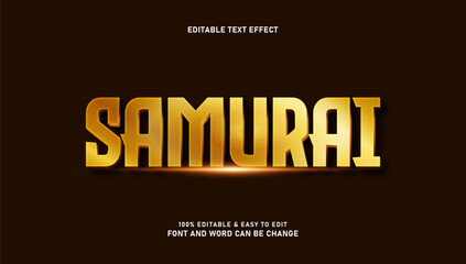 Samurai text effect with modern and elegant 3d gold style that can be edited