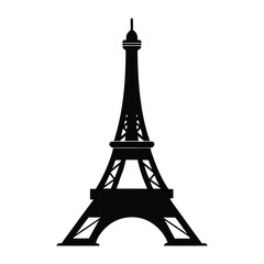 Obraz premium Eiffel Tower vector silhouette on white background