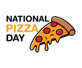 National Pizza Day. February 9. Pizza slices. Pizza Day Poster. Vector Illustration, flat style.