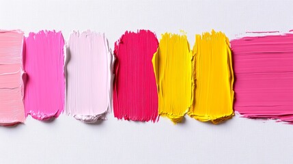 Fototapeta premium Vibrant Pink Yellow Red Acrylic Paint Strokes Texture
