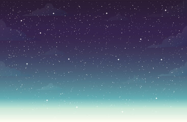 starry sky with clouds vector illustration