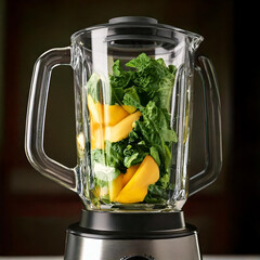 kale, spinach ,banana inside the blender