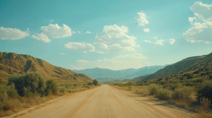 Serene Landscape of a Dusty Rural Road
