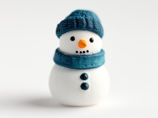 Cute Snowman Figurine on Isolated White Background