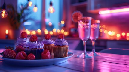 Romantic Evening With Cupcakes and Drinks