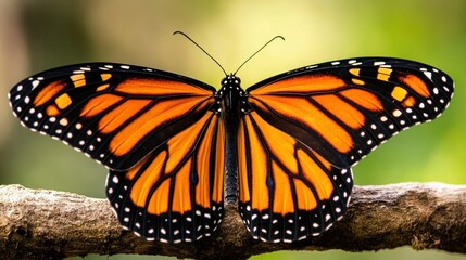 Obraz premium Colorful Butterfly on a Branch in Nature Background